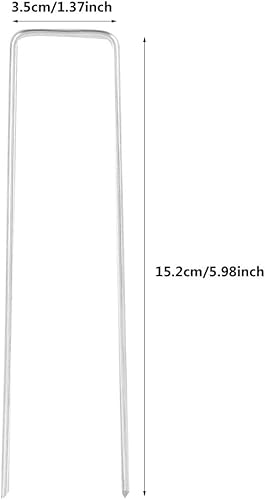 Miniatura 6 de Estribos de jardín, paquete de 100 clavijas de jardín de 6 pulgadas de acero inoxidable resistente en forma de U para anclar pasadores de césped