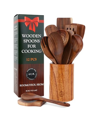 10 Best Eco-Friendly Kitchen Gadgets That Reduce Waste Effortlessly 8 Natural Teak Wood Utensil Set (12 Pcs)