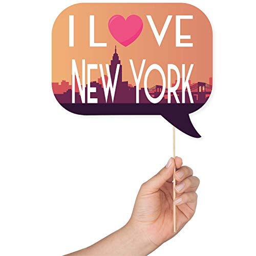 New York Photo Booth Props - 41-Pc Photo Booth Kit With 8 X 10-Inch Sign, 60 Adhesive Pads, 45 Sticks - Nyc Props - New York Theme Decorations - Cityscape Photo Props #TOP5