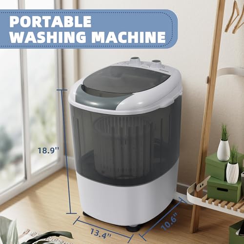 Portable Washing Machine 5.5 lbs Capacity Rotary Timer Controller, Compact Laundry for Home, Apartment, RV, White/Gray - Image 3