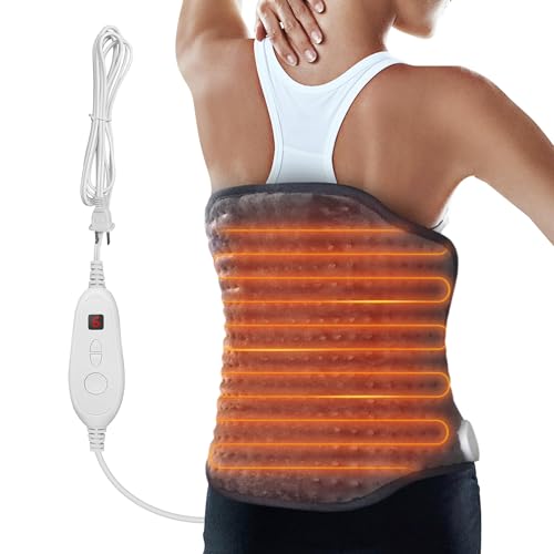 Snailax Heating Pad for Back Pain Relief，Electric Heat Pad for Period Cramps, Neck, Shoulders, Heated Pad with Adjustable Strap, 6 Heat Levels, Auto Shut Off, 16”x24”,Washable,Gifts