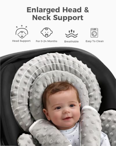 Image of TinlyFinly Infant Car Seat Insert Muslin Cotton Reversible, Gray