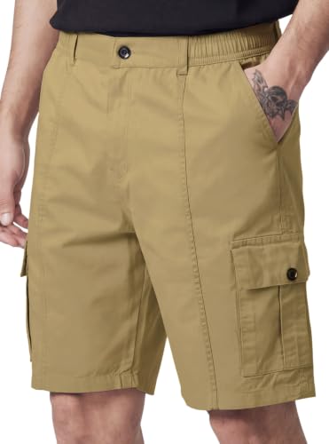 RynoGear Men's Green Twill Cotton Cargo Shorts Khaki - Image 2
