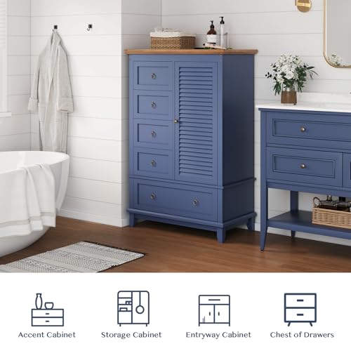 Farmhouse-5-Drawer-Dresser-for-Bedroom5-Drawer-Dresser-with-Storage49-Tall-Modern-Dresser-with-Metal-HandlesRustic-Chest-of-DrawersLarge-Wood-Drawer-Organizer-for-BedroomLiving-RoomHallwayBlue Farmhouse 5 Drawer Dresser for Bedroom5 Drawer Dresser with Storage49 Tall Modern Dresser with Metal HandlesRustic Chest of DrawersLarge Wood Drawer Organizer for BedroomLiving RoomHallwayBlue
