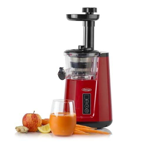 Omega Juicer Cold Press 365 Vertical Slow Masticating Extractor for Fruits and Vegetables, BPA-Free, 65 RPM, 150-Watts, Red