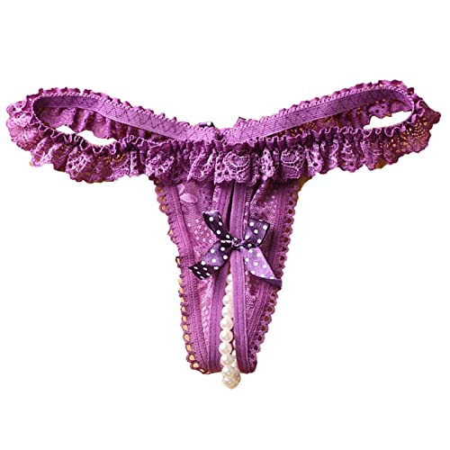 Genérico Bragas para Mujer Tangas Encaje con (Purple One Size)