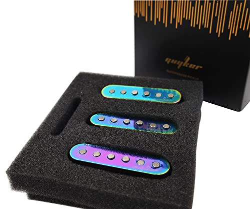 Guyker Alnico Single Coil Guitar Pickups, Electric Guitar Neck/Middle/Bridge Pickups Compatible With Stratocaster Strat St Guitar, Chameleon Rainbow #TOP3