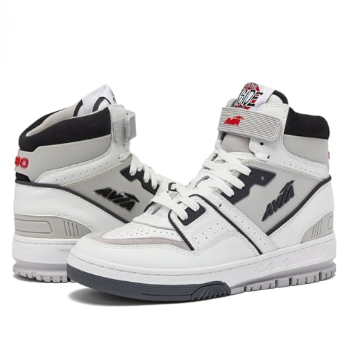 Avia 880 Men’s Basketball Shoes, High Top Retro Sneakers for Indoor or Outdoor, Street or Court - White/Black, 10 Medium