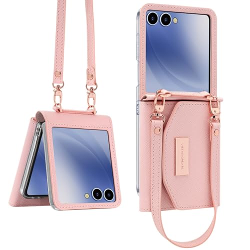 �y���z��̌^�zGalaxy Z Flip 6 �p �P�[�X �n���h�X�g���b�v�t�� �J�[�h���[ ���D���� �ʐ^���� �X�i�b�v�{�^���J�� �܂肽���ݑΉ� �g�уJ�o�[�A�s���N