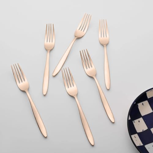 Image of BLACKCARROT Rose Gold Fork Set of 6 | 304 Stainless Steel Forks