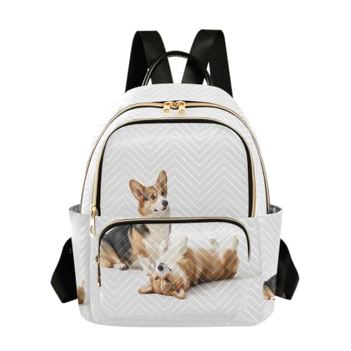 Sac à dos 3 poches zippées polyester léger ultra pratique pour femme motif chien mignon décontracté
