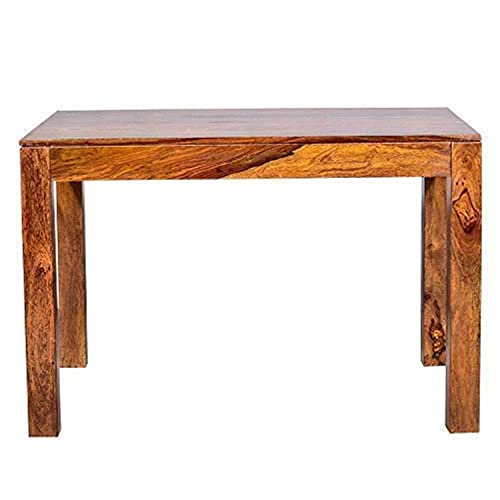 Image of Sheesham Wood 4 Seater Dining Table with 3 Chairs and 1 Bench for Living Room Home Office Dining Room Square Dinner Table - (Honey Finish) | 1 Year Warranty