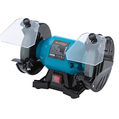 KATSU Tools Bench Grinder 150W 150mm 6 Inch Coarse and Fine Grinding Wheels Electric Bench Grinder Sander Polisher for Grinding Polishing and Sharpening