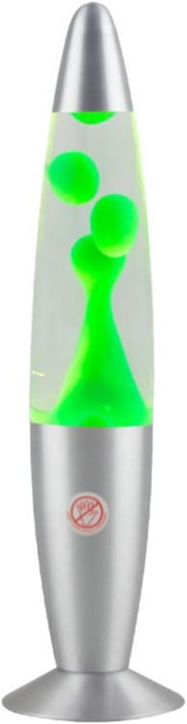 Lámpara de lava volcánica decorativa en color verde con base metálica
