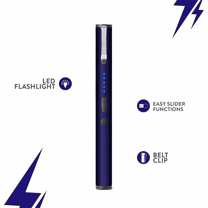 Pen-Shaped Multi-Function stun Gun Flashlight - with LED Lighting Function and Pen Clip Design, Easy to Carry, a Must-Have for Outdoor Safety (Silver)