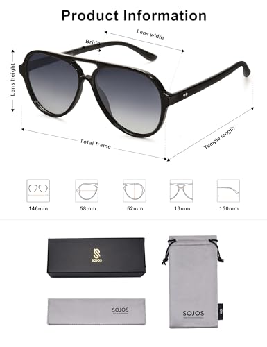 Image of SOJOS Classic Polarized Aviator Sunglasses for Women Men, Retro Trendy Aviators Shades SJ2201