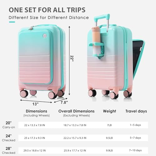 Luggage Set Of 3, 20, 24, 28 Inch: Travel Convenience and Style 7