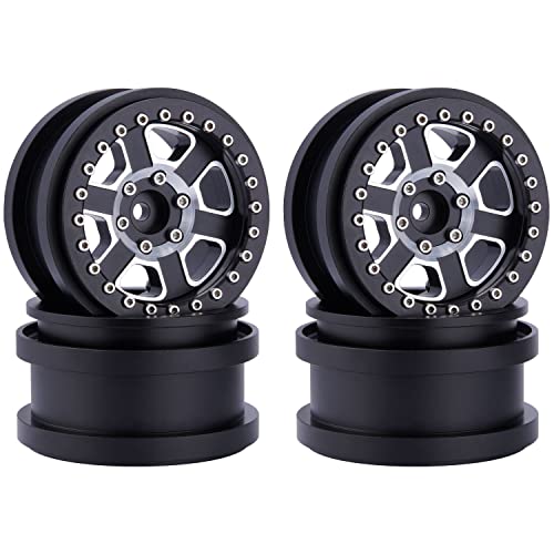 Djx 4Pcs 2.9 Beadlock Wheel Rim Set For 1/6 Rc Crawler Car Axial Scx6 Jlu Wrangler (Black) #TOP5