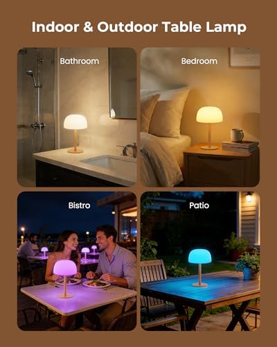 FULNIX IP65 Shower Lamp Waterproof, 7500mAh Rechargeable Shower Lamp for Inside Shower, 18 Colors Cordless Shower Light, Stepless Dimming LED Table Lamp for Bathroom Bathtub Patio Outdoor — view 7