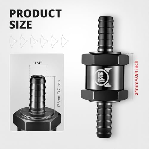 EVIL ENERGY 1/4" Fuel Check Valve One Way Inline Non Return Diesel Gasoline Black (6mm OD,2PCS) by EVIL ENERGY - Image 2