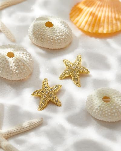 UANNEAU Gold Chunky Earrings for Women Trendy, 14K Gold Dainty Starfish Earrings Statement Minimalist Hypoallergenic Stud Earrings — view 5