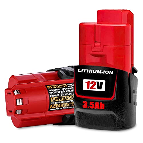 DASNITE 2Pack 3500mAh M-12 Li-ion Battery for Milwaukee M-12