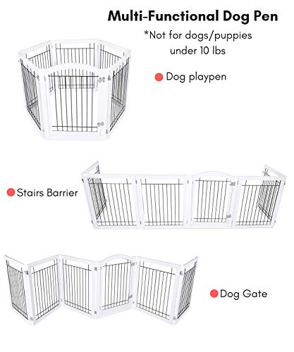 image for BIRDROCK HOME Indoor Dog Gate with Door - 6 Panel - 30 Inch Tall - Enc
