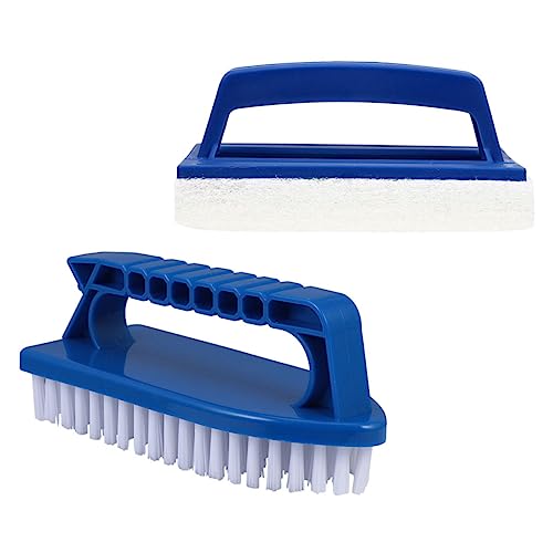 KONTONTY 2-Piece Pool Cleaning Brush Set Swimming Pool Accessories Garden Tile Cleaner Easy to Use Durable Plastic Brush