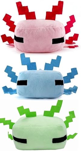 HQRYSH Axolot Plush Stuffed Toy Soft Pillow, Suitable for Video Game Enthusiasts, Children's Birthday Parties, Christmas Holiday Preferred Gift (Blue/Green/Pink)