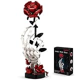 Gothic Skull Hand Red Rose Bouquet Building Set, Gothic Horror Decor Botanical，Botanical Collection Kit for Adults and Women, Valentine's Day Gift, Gothic Romantic Horror Skeleton Home Table Decor