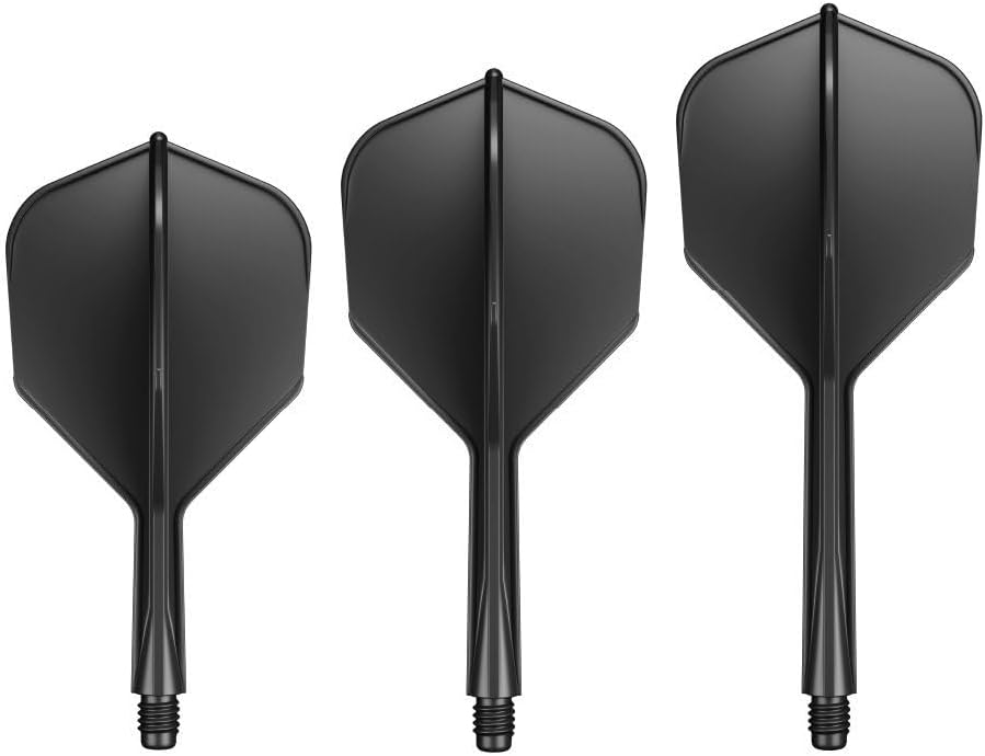 GOAT Air Black No6 Integrated Flights, Inbetween, Flexible Plastic, 40 g | Set of 3 plastic flights, colour: black, flexible material, flightform inbetween, shaft length 34 mm, total length 75 mm