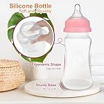 Nenesupply Silicone Baby Bottles Newborn Feeding Bottles Slow Flow Breastfeeding Bottle for Breastfed Babies Wide Neck 8oz Anti Colic Level 2 Nipple for 1+ Month Infant Replace Spectra Bottle Pumping - Image 2