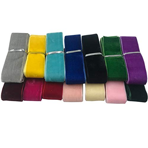 Image of 14 Yards Velvet Ribbon Spool for Headband DIY Craft (Multi-Color, 1 inch)