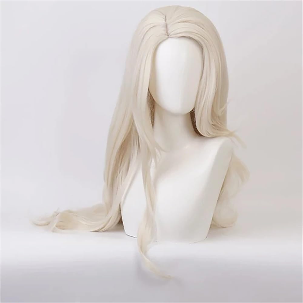 Blonde Lace-Front-Perücken for Frauen, lange, lockige, gewellte Mittelteil-Perücke aus Natursynthetik for den täglichen Gebrauch