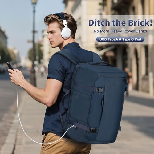 Image of 40L Travel Backpack for 17.3 Inch Laptop TSA Friendly USB-A Blue