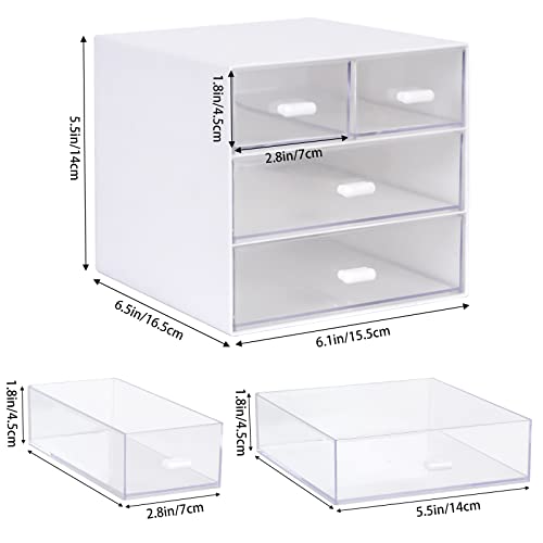 Zyners Desk Organizer With Drawer, Office Organizer With 4 Drawers, Desk Storage Box For, Desktop, Dressing Table, Office, School, Home, Plastic Box And 4 Acrylic Drawers(White) #TOP1