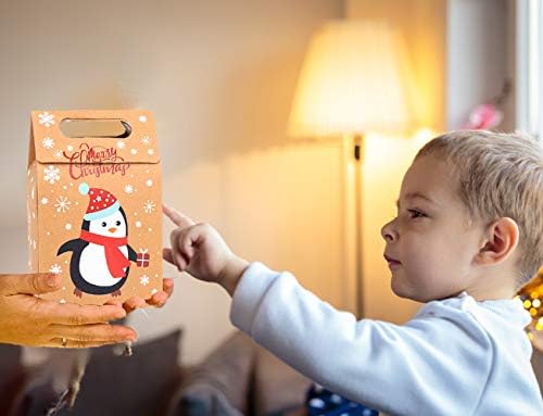 DIYASY 24pcs Christmas Kraft Gift Boxes, Christmas Candy Cookie treats party paper Boxes Bags for Xmas Party Fillers
