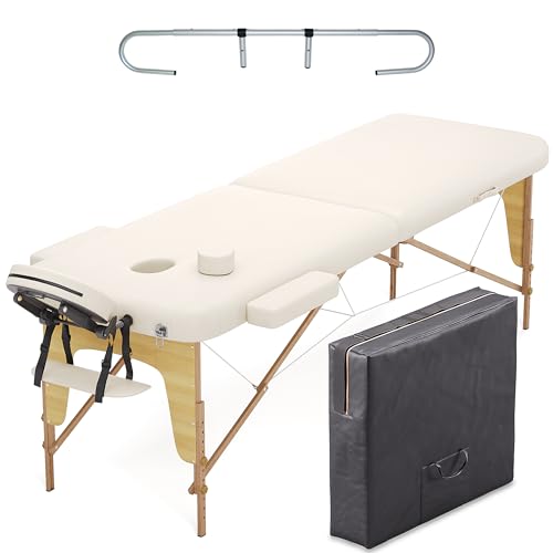 Beltom® LETTINO PER MASSAGGI 2 ZONE IN LEGNO + PORTAROTOLO + RICHIUDIBILE + PANNELLO REIKI + LETTINI DA MASSAGGIO PORTATILE - ESTETICA FISIOTERAPIA FISIOTERAPISTA TATTOO TATUAGGI - Panna