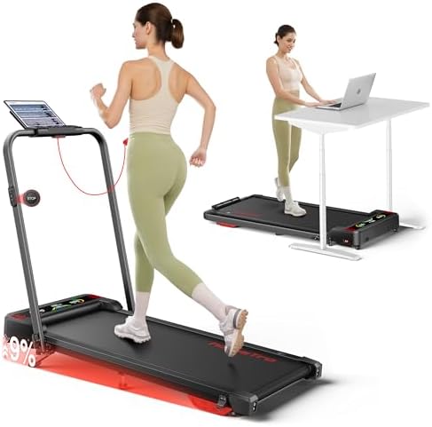 Foldable Walking Pad Treadmill with 9% Incline, Treadmills for Ho...