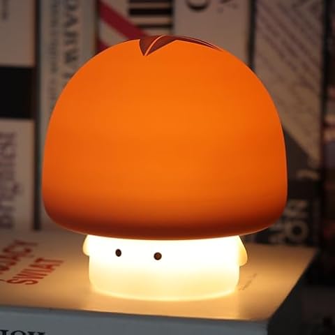YISUN Mushroom Night Light, LED Cute Lamp, Silicone Squishy Lamp Rechargeable Nursery Nightlight with 3 Level Dimmable Bedside Touch Lamp for Bedroom Kids Room Decor Cover