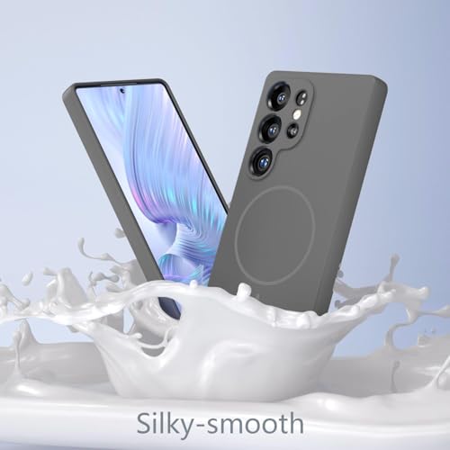 Image of DIZORO Microfiber Candy Case Compatible for Samsung S24 Ultra 5g Magnetic Silicone Case, Compatible with MagSafe, Anti-Scratch Soft Non-Slip Full Body Protective Back Cover (New Titanium)