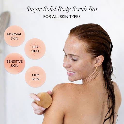 Kitsch Exfoliating Sugar Body Scrub Bar - Moisturizing Soap Bar for Glowing & Hydrated Skin | Natural Exfoliating Bar Soap for Men & Women with Sugar Scent | Zero Waste | MADE IN US | 4 oz