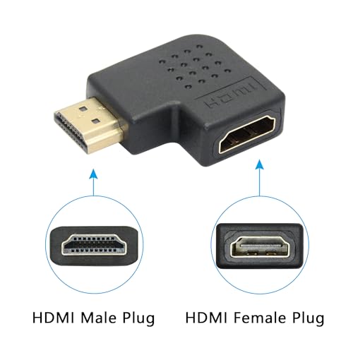 Adaptador HDMI ángulo recto macho a hembra 90° miniatura 2