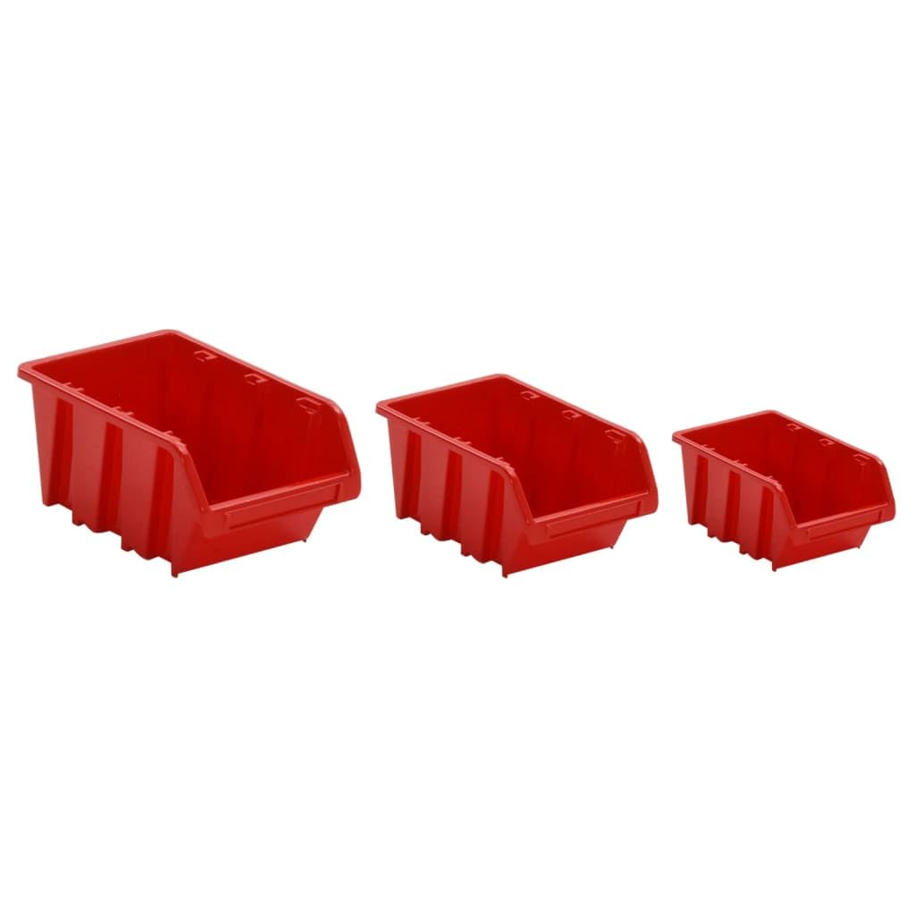 Set estantes Taller 26 pzas Polipropileno Rojo y Negro 77x39 cm,Organización y Almacenamiento de Herramientas,Armarios para Herramientas,2.11kg-152204
