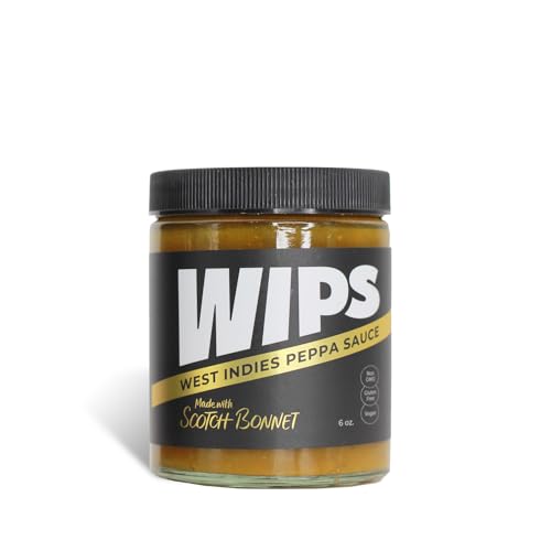 WIPS Yellow Scotch Bonnet Pepper Sauce - Made in USA - Sugar Free - All Natural Vegan - Caribbean Flavor - Zero Calories - 6 oz Jar - West Indies Peppa Sauce