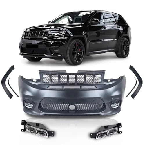 Front Bumper Kit For 2014-2020 Jeep Grand Cherokee SRT Complete Front Bumper Cover with Grille and Day Running Lights