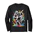 Colorful Cool Bigfoot Playing Guitar Rock Music Sasquatch Long Sleeve T-Shirt