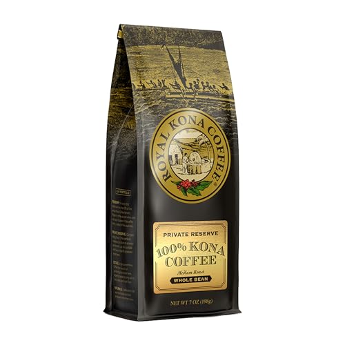 ROYAL KONA COFFEE Whole Bean - 100% Hawaiian Kona Whole Bean Coffee Medium Roast, 7 oz