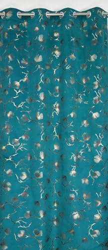 Image of Window Curtains 5 Feet | 48x60 Inch | 1 Panel Only | Velvet Blackout Parda for Kitchen & Small Windows | Aqua Colour