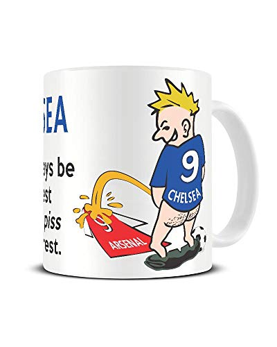 Wee On The Rival's Shirt | Football Fan Rivalry Mugs | Great Funny Gift for a Football Supporter Present Coffee Tea Mug Cup (Chelsea V Arsenal) WE08